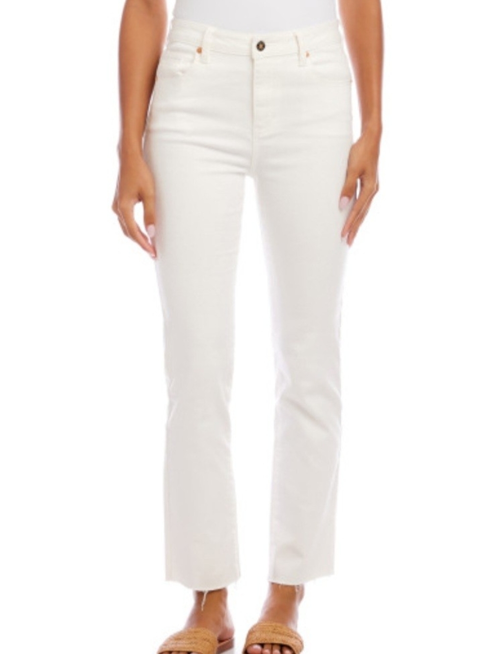 AG Adriano Goldschmied  White Straight-Leg Jeans